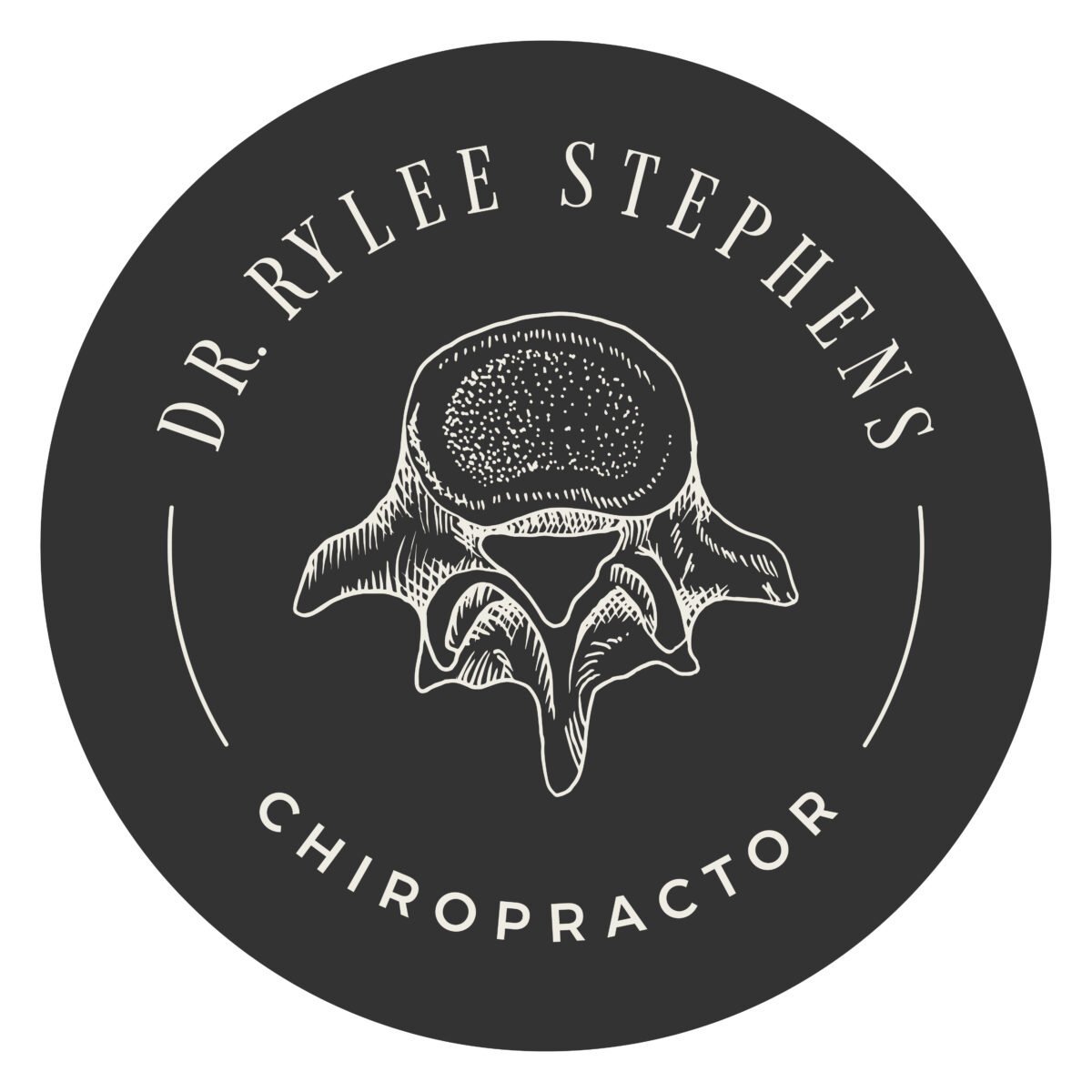 lindsay-mcghee-designs-rylee-stephens-chiropractor-Logo-Badge-Charcoal-Invert